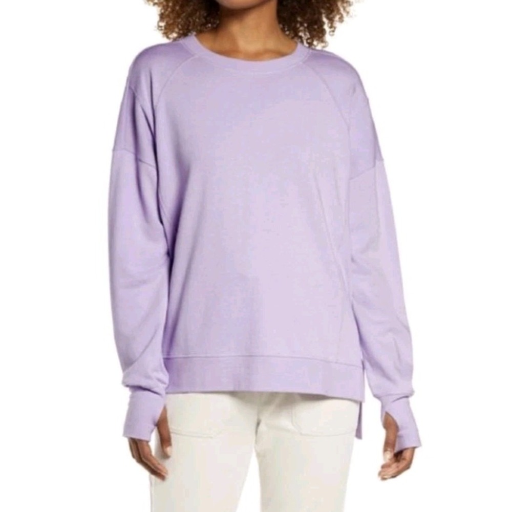 Sweaty Betty Women M After Class Sweatshirt Lilac Pullover Thumb Holes Lounge